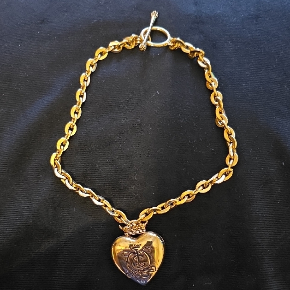 Juicy Couture Gold Chain Necklace with Heart Pendant
